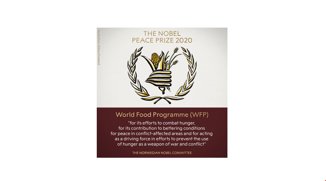 2020 Nobel Barış Ödülü Dünya Gıda Programı'na Verildi